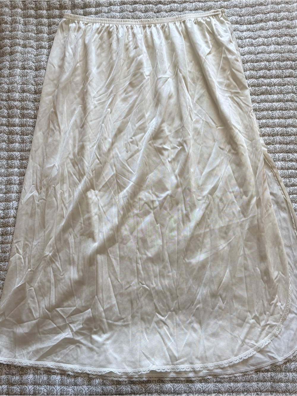 Vassarette Cream maxi Slip skirt with Lace Trim